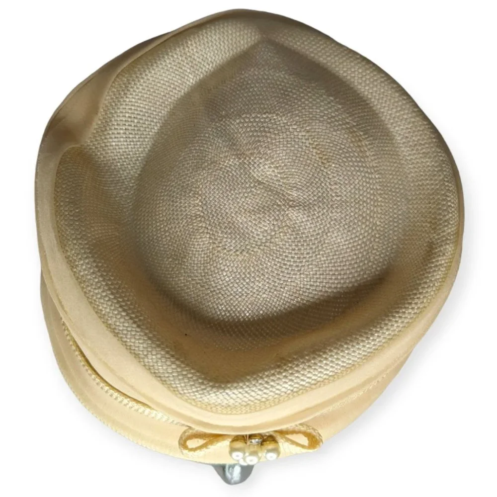 Vintage Ivory Pill Box Hat with Faux Pearl Accent - Picture 6 of 11